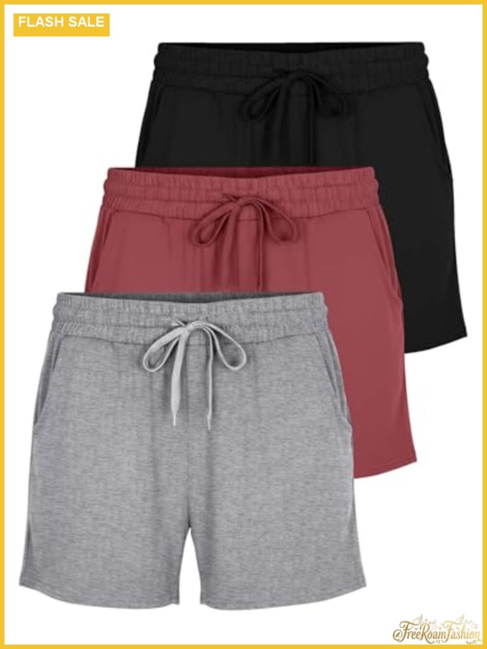 3 Pack Lounge Shorts Women's Athletic Running Workout Gym Hiking Pockets
